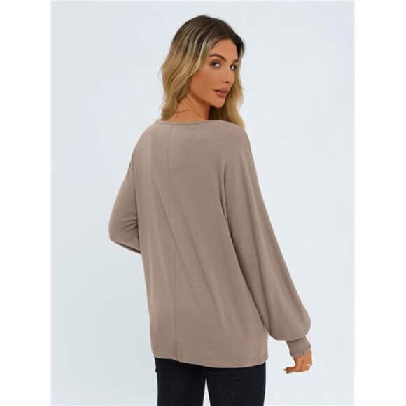 New Women's Fall Long Sleeve Pleated Tops - Casual & Dressy‎ Trendy Shirts 2024" - Picture 5 of 7